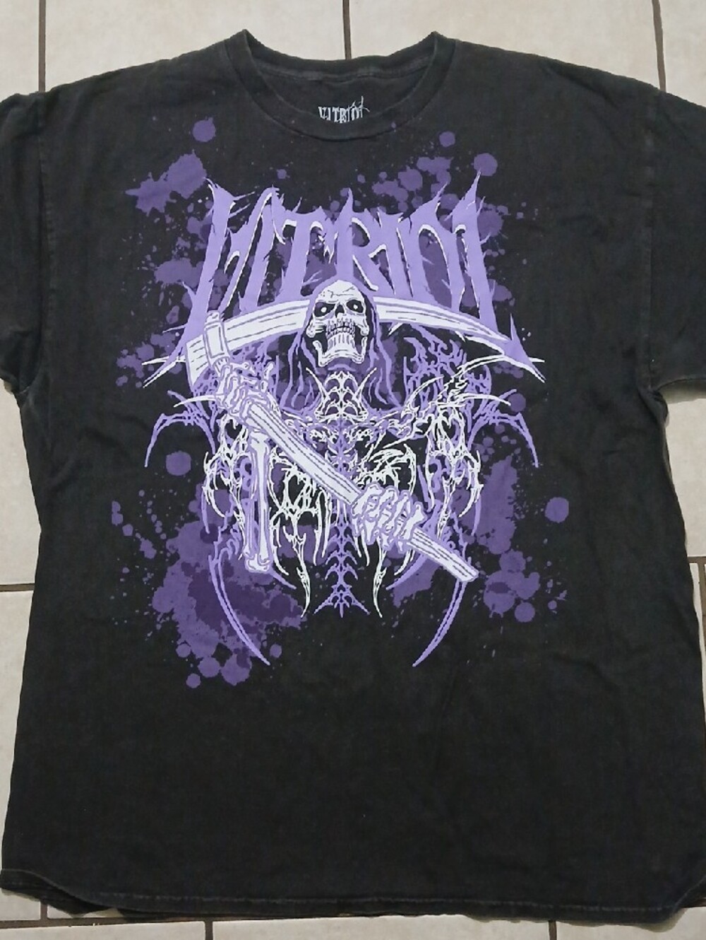 Vitriol Unisex Size XL Black & Purple Grim Reaper Authentic Novelty Graphic Tee